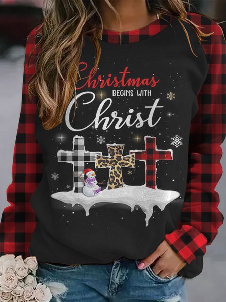 

Begin with Christ Casual Sweatshirt, As picture, Hoodies&Sweatshirts