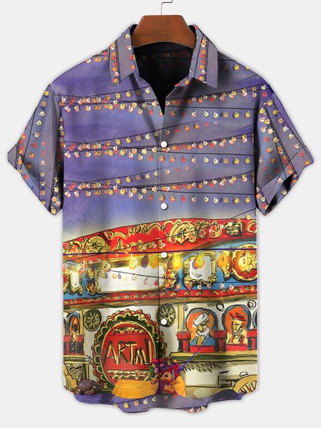 

Work Shirt Collar Shirts & Tops, Purple, Men's Floral shirt