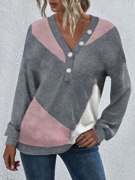 

Casual Cotton Blends Geometric Shirts & Tops, Gray, Tees & T-shirts