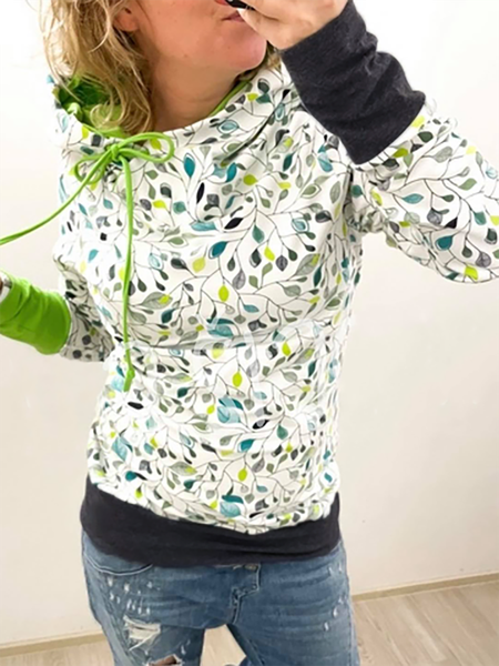

Plus size Printed Casual Hoodies Sweatshirt, Green, Hoodies & Sweatshirts