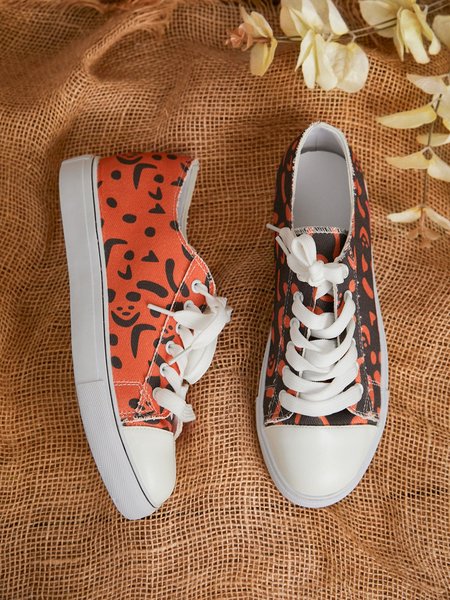 

Halloween Scary Face Lace-up Sneakers, As picture, Sneakers
