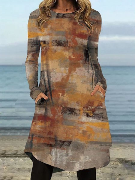 

Abstract Casual Dresses, Tan, Mini Dresses