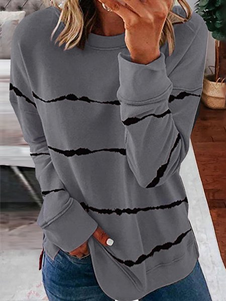 Casual Vintage Basics Fashion Tops, Deep gray, Tops