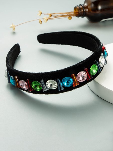 

Retro Flannel Rhinestone Hair Hoop, Multicolor, Headwear