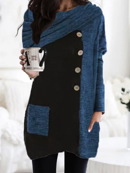 

Casuale Allentare Girocollo Top, Blu, Tops