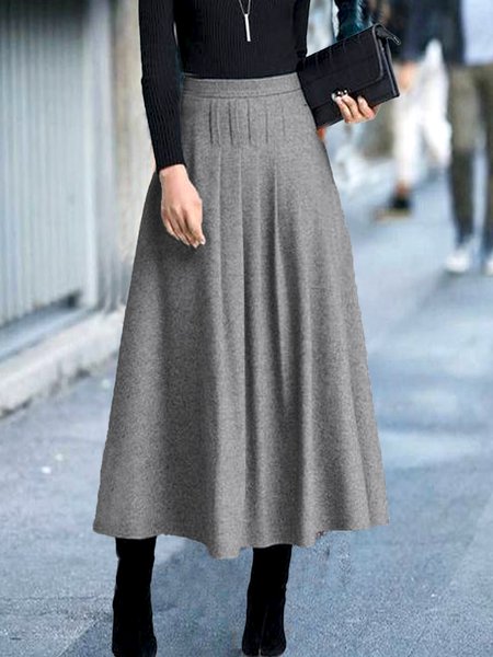 

Casual Solid Skirts, Gray, Maxi Skirts