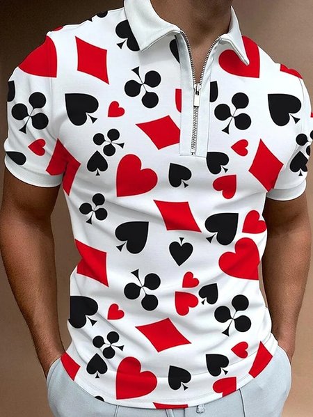 

Lapel Colorblock Casual Shirts & Tops, As picture, Men's t-shirts