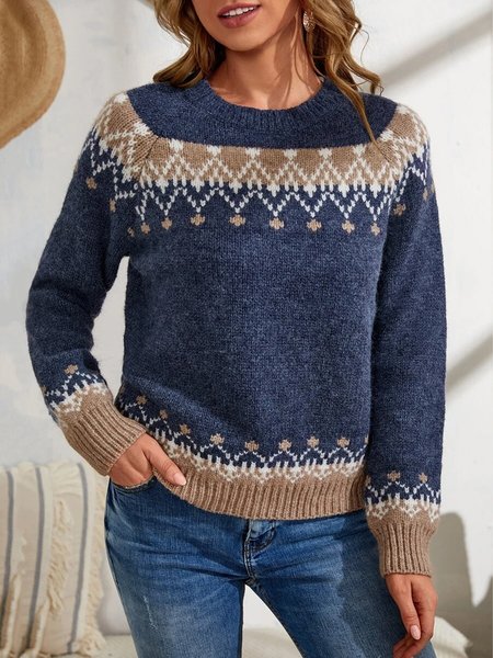 

Yarn/Wool Yarn Elegant Sweater, Blue, Sweaters