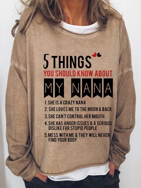 

Five Things About My Nana Sweatshirts, Light brown, Hoodies&Sweatshirts