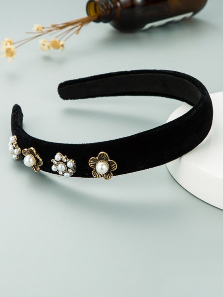 

Elegant Pearl Alloy Flannel Hair Hoop, Headwear