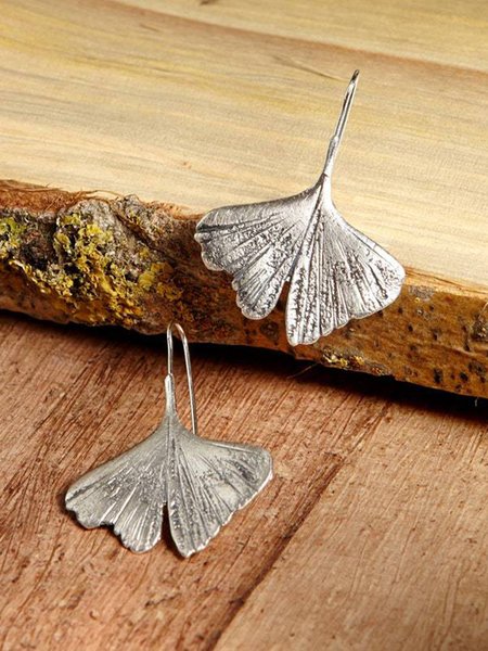 

Simple Ginkgo Leaf Alloy Earrings, Silver, Earrings