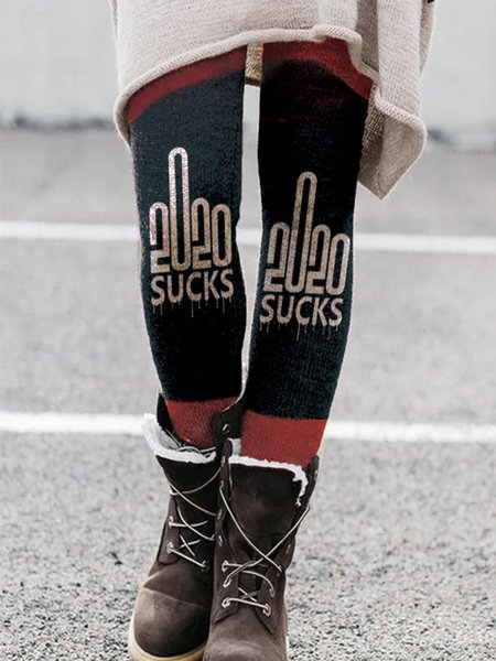 

Casual Color Block Pants, Black, Leggings