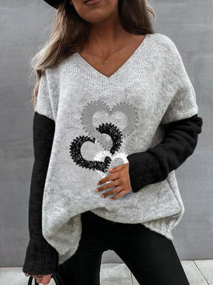 

Loosen Acrylic Geometric Sweater, Gray, Sweaters & Cardigans