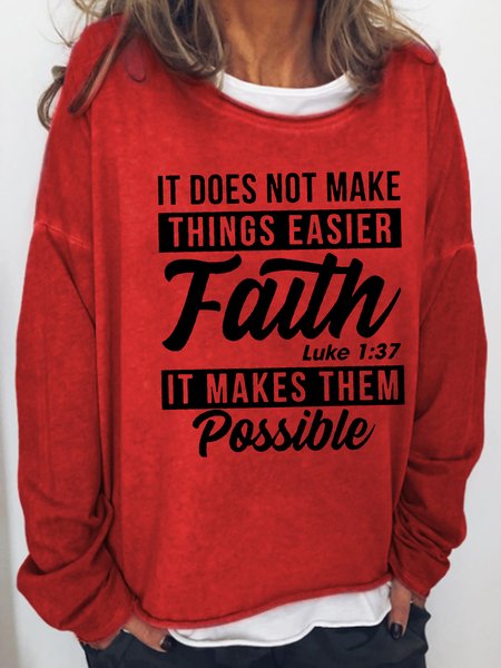 

Fith It Makes Them Possible Letter Casual Sweatshirts, Red, Hoodies&Sweatshirts