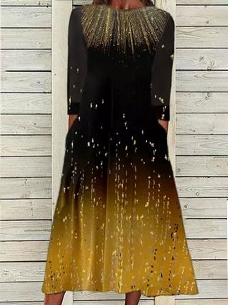 

Abstract Loosen Crew Neck Dresses, As picture, Maxi Dresses