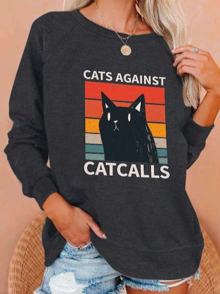 

Casual Animal Crew Neck Sweatshirt, Black, Hoodies & Sweatshirts