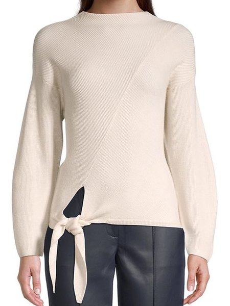 

Simple Basics Off Shoulder Crew Neck Sweater, White, Pullovers