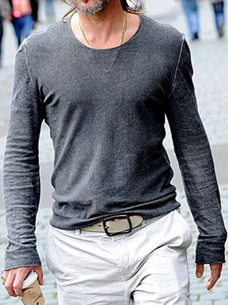 

Casual Crew Neck Cotton top, As picture, Hoodies&Sweatshirts