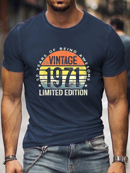 

Vintage 1971 Limited Edition 50th Print T-shirt, Purplish blue, T-shirts