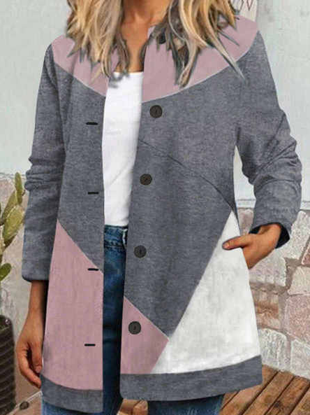 

Loosen Crew Neck Casual Outerwear, Multicolor, Outerwear
