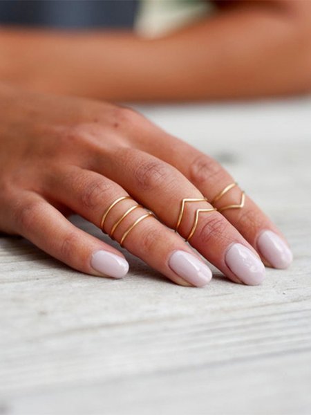 

Simple V-shaped Alloy Ring 7 Pieces Set, As picture, Rings