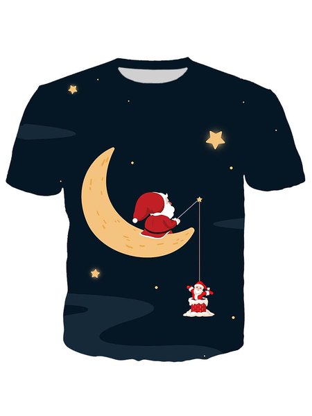 

Christmas Graphic Short Sleeve Loose Tee, 5#, T-shirt