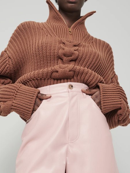 

Elegant Regular Fit High Neck Plain Sweater, Khaki, Pullovers