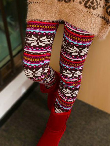 

Christmas Red Ribbed Long Pants, Leggings