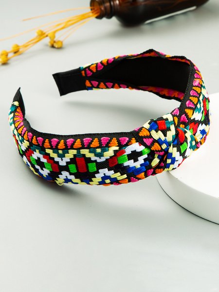 

Retro Ethnic Embroidery Flower Hair Hoop, Multicolor, Headwear
