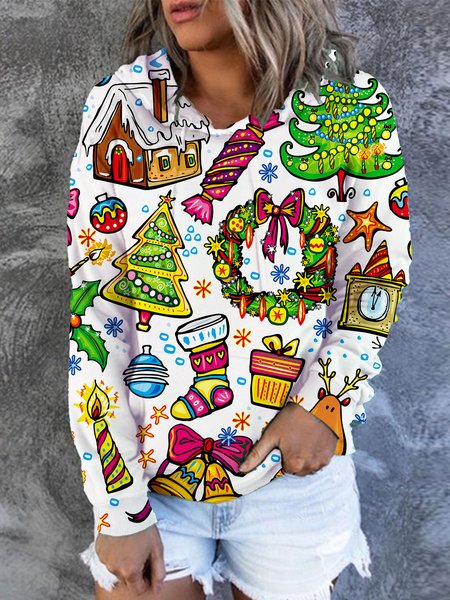 

Funny Letter Christmas Women's hooded sweatshirt, White, Hoodies&Sweatshirts