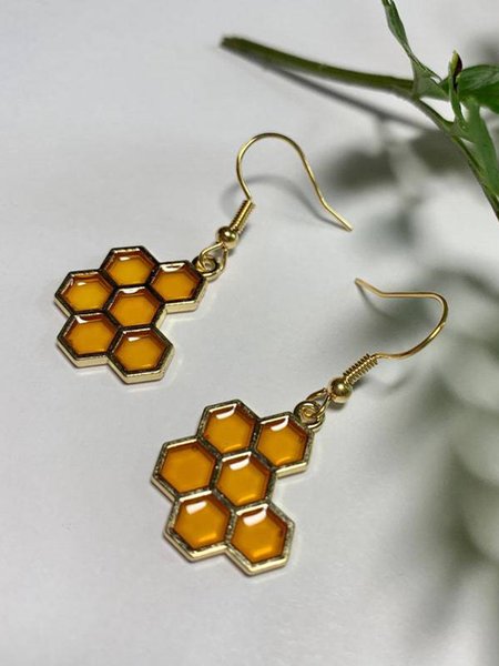 

Personality Honeycomb Alloy Earrings, As picture, Earrings