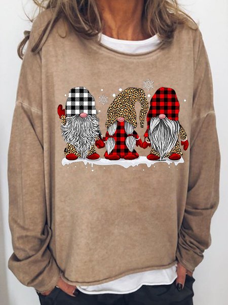 

Three Gnomes In Leopard Printed Buffalo Plaid Women‘s Sweatshirt, Light brown, Hoodies&Sweatshirts