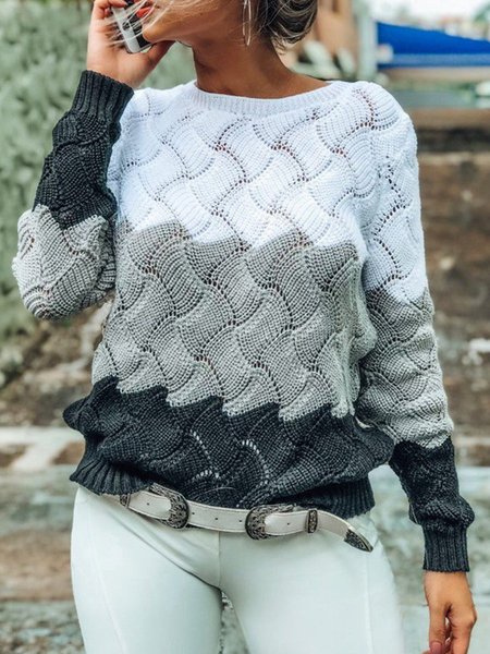

Vintage Casual Ombre Elegant Sweater, Gray, Sweaters & Cardigans