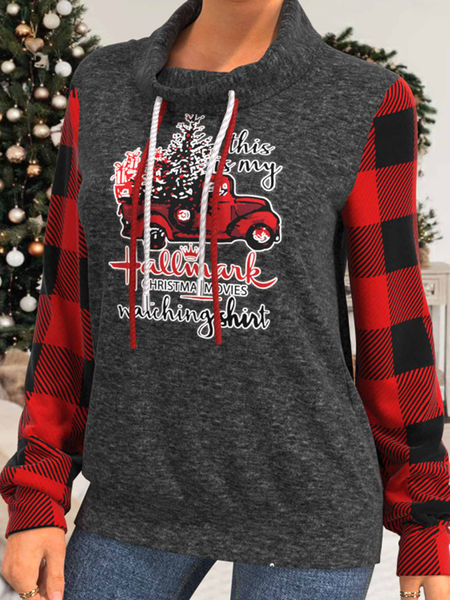 

Christmas Cowl Neck Loosen Basics Sweatshirts, Gray, Sweatshirts & Hoodies