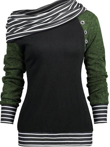 

Striped Casual Shirts & Tops, Army green, Tops