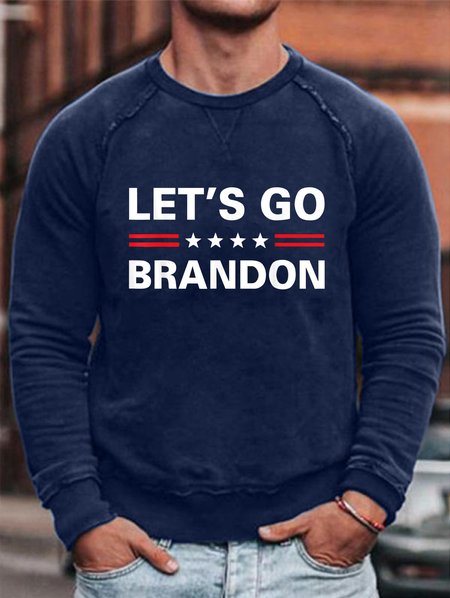 

Print Crew Neck Sweatshirt, Purplish blue, Hoodies&Sweatshirts
