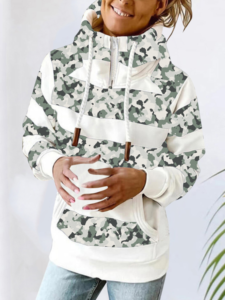 

Camo Striped High Neck Fashion Sweatshirt, Green, Hoodies & Sweatshirts