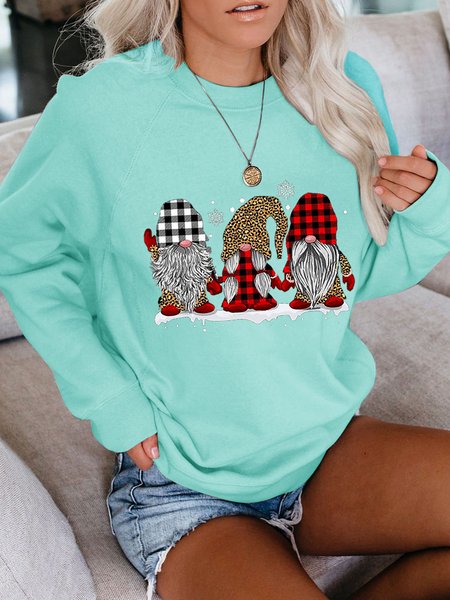 

Three Gnomes In Leopard Printed Buffalo Plaid Women‘s Sweatshirt, Green, Hoodies&Sweatshirts