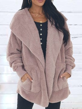 

Lapel Casual Outerwear, Nudepink, Outerwear