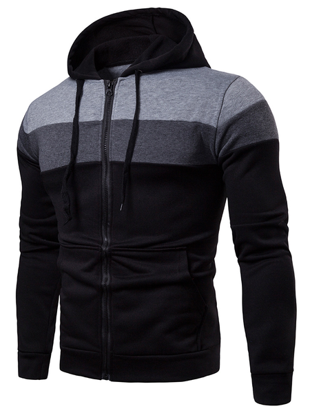 

Men's Stitching Contrast Cardigan Knitted Jacket, Black, Outerwear