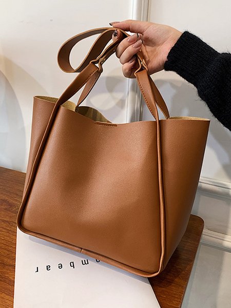 

Semplice Tinta unita Totalizzatore Borsa, Marrone, bag