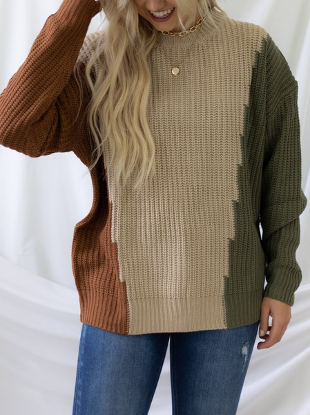

Vintage Crew Neck Off Shoulder Wool/Knitting Sweater, Khaki, Sweaters