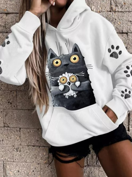 

Animal Loosen Off Shoulder Casual Sweatshirt, White, Hoodies & Sweatshirts
