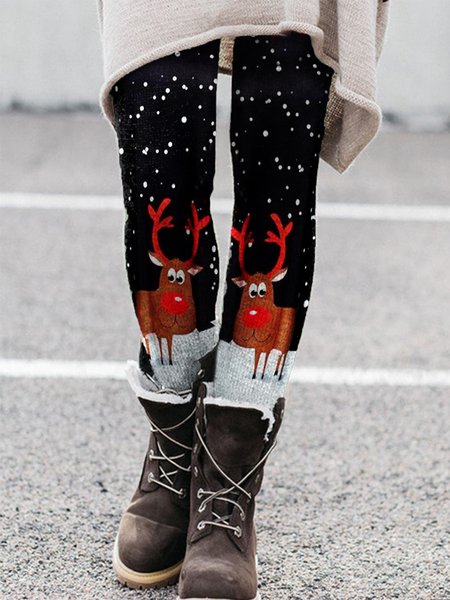 

Natale Regolare In forma Pantaloni, Nero, Leggings