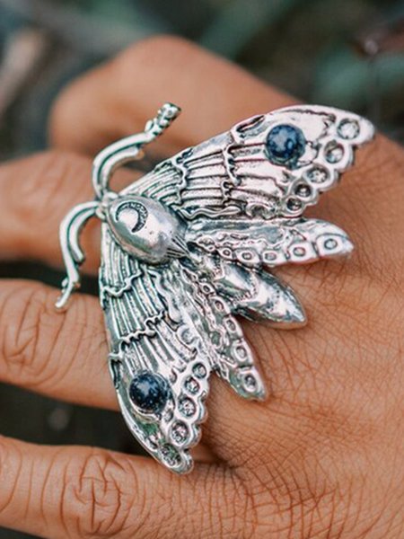

Retro Moth Alloy Ring, As picture, Rings