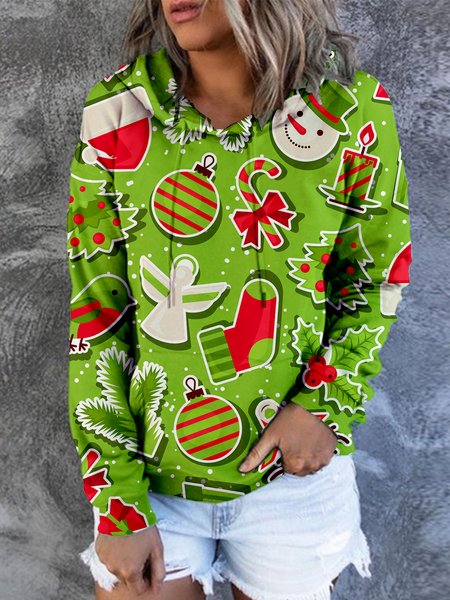 

Funny Letter Christmas Women's hooded sweatshirt, Green, Hoodies&Sweatshirts