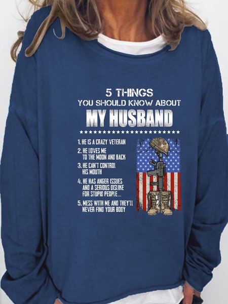 

Five Things About My Husband Round Neck Sweatshirt, Dark blue, Hoodies&Sweatshirts