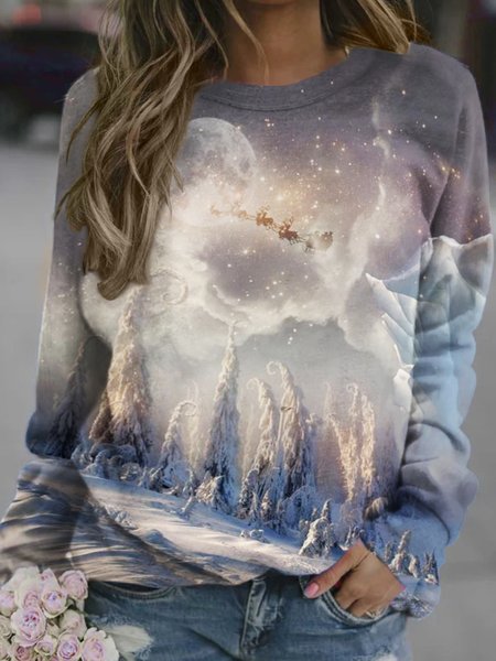 

Christmas Crew Neck Sweatshirt, As picture, Hoodies&Sweatshirts