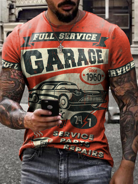 

Vintage Short Sleeve Cotton Blends Car T-Shirts, Multicolor, Men's t-shirts