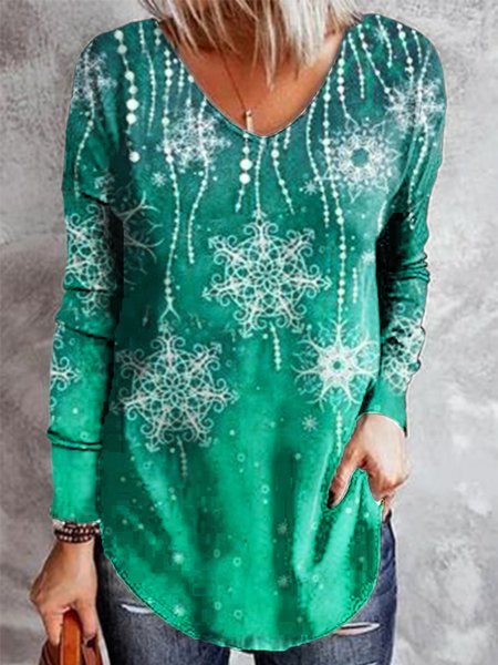 

Christmas Casual Regular Fit Shirts & Tops, Green, T-Shirts